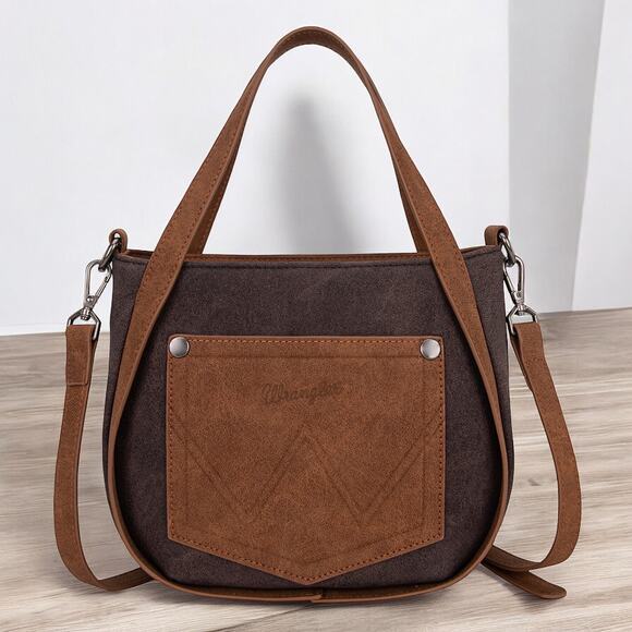 Wrangler Coffee Fringe Two-Tone Tote/Crossbody *NEW in Package* - Picture 2 of 5